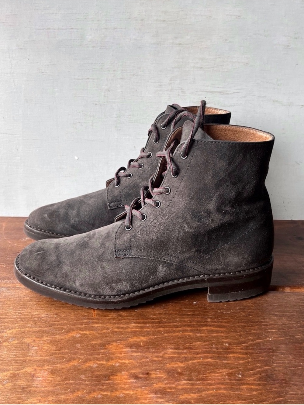 GRAVATI Men’s 7 Suede Ankle Boots Oxford Lace Up All Leather EUC Unisex
